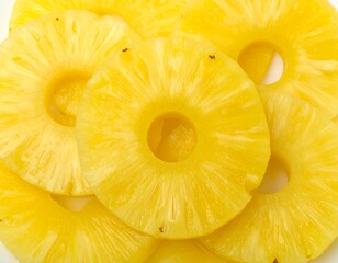 Close-up of sliced pineapple rings