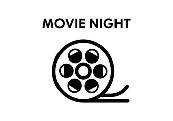 Movie night film reel entertainment isolated on white background