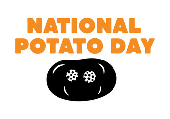National potato day text with potato illustration isolated on white background