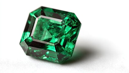 Fototapeta premium Close-up of a vibrant emerald cut gemstone