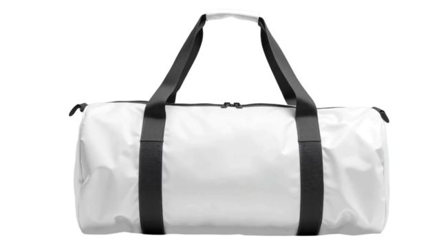 White duffel bag isolated on transparent background - Powered by Adobe