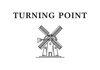Turning point windmill isolated on white background