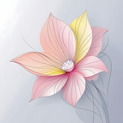Obraz premium Pink Flower Illustration with Yellow Center and Petals