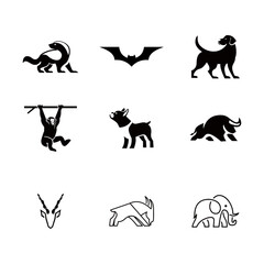 Animal Symbol Set Collection Silhouette Black