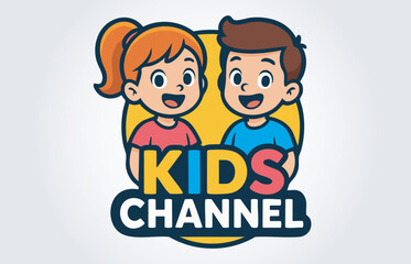 Kids Channel Mascot Cartoon Character logo Template