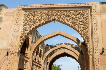 Entrance gate (Singh Pol) of Deeg Palace, Deeg, Rajasthan, India, Asia