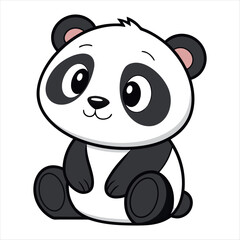 Stylized Panda Bear Illustration in Black and White Silhouette