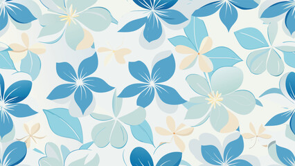 Seamless repeating pattern of delicate four petaled flowers in various colors