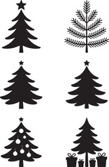 Obraz premium Festive Christmas trees with gifts, festive holiday icons