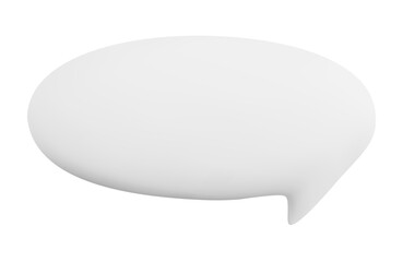 Oval white 3D speech bubble isolated on background, elongated minimal shape for web banners, dialogue boxes and modern communication design