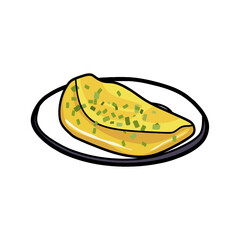 cartoon image of an omelet food vector line drawing