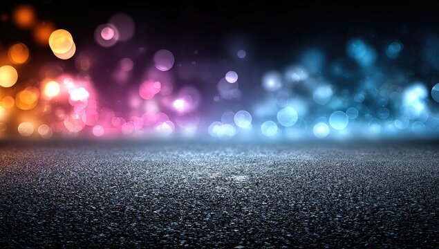 Night scene with vibrant light bokeh