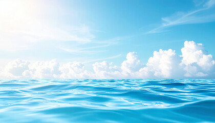 青空と雲が広がる穏やかな海の風景