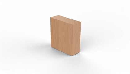 Light brown wooden block, rectangular shape, smooth surface, isolated on white background.