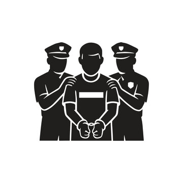 arrested man flanked by police officers clip art preview