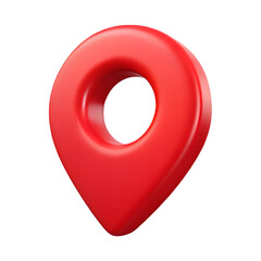 Red Location Pin Icon with Circular Hollow Center 3d icon in cartoon plastic style minimal isolated
