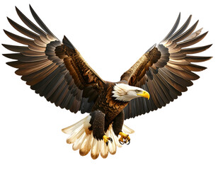 Realistic Golden Eagle in Mid-Flight with Wings Spread, T-Shirt Graphic, Isolated on Transparent Background