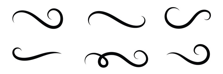 Set of Swoosh vector. Hand drawn swoosh elements, and swoop underline typography tails shape in flat styles. Set of ribbons. Design concept element collection in eps 10. Vector background .