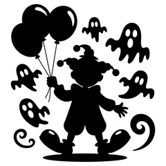 Halloween haunted clown illustration