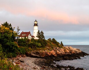 Coastal lighthouse at sunrise (1)