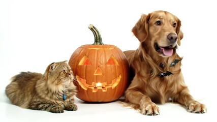 Pumpkin dog cat halloween image