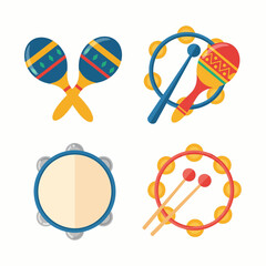 Musical Instruments Set Maracas Tambourines and Percussion