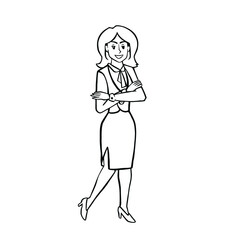 girl stands with folded hands line flat