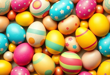 Obraz premium Seamless pattern of colorful Easter eggs, perfect for web icons and decorations, colorful eggs, design
