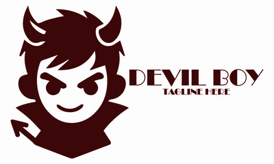 Devil boy icon. Devil boy vector illustration, devil boy logo design, silhouette vector logo of a mischievous little boy with a devilish smirk