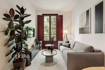 Modern luxury apartment interior in minimal scandinavian style, 3d rendering