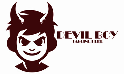 Devil boy icon. Devil boy vector illustration, devil boy logo design, silhouette vector logo of a mischievous little boy with a devilish smirk
