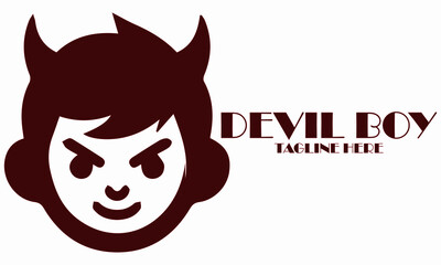 Devil boy icon. Devil boy vector illustration, devil boy logo design, silhouette vector logo of a mischievous little boy with a devilish smirk