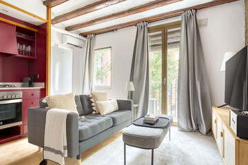 Modern luxury apartment interior in minimal scandinavian style, 3d rendering