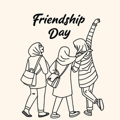 Three friends celebrating friendship day together in a happy moment