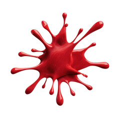 Vibrant red paint splatter isolated on transparent background