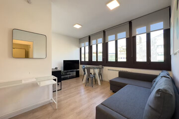 Modern luxury apartment interior in minimal scandinavian style, 3d rendering