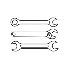set of wrench in line art vector style