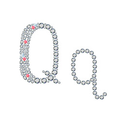 English letter (uppercase and lowercase) from luxury gemstone alphabet isolated on white background