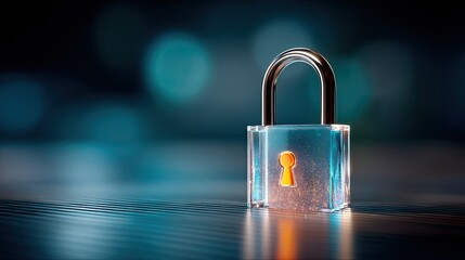 A digital lock overlaid with a flashing warning icon on a grid network, concept of cybersecurity compromise