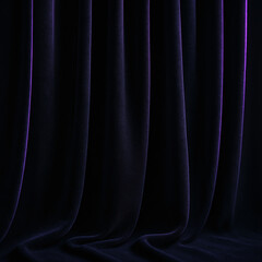 Dark Purple Velvet Curtains, Draped Fabric Texture