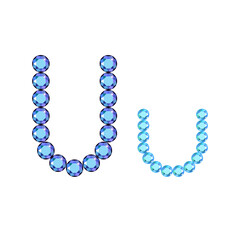 English letter (uppercase and lowercase) from luxury gemstone alphabet isolated on white background