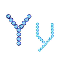 English letter (uppercase and lowercase) from luxury gemstone alphabet isolated on white background