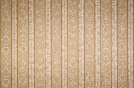 Fototapeta Old wallpaper on the wall. Old wallpaper for texture or background.