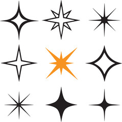 Diverse Starburst Shapes on White Background