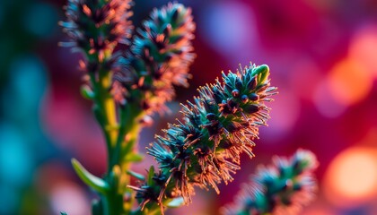 Rare blooming exotic plant close-up in red-pink atmosphere as a great background, poster or as a graphic resource for bold projects