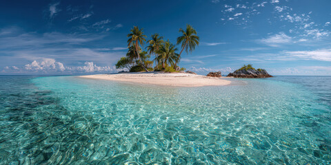 Tropical island paradise crystal clear waters beach landscape serene environment aerial view escape to nature
