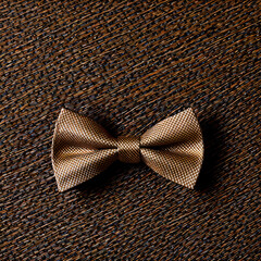 brown checkered bow tie isolated  