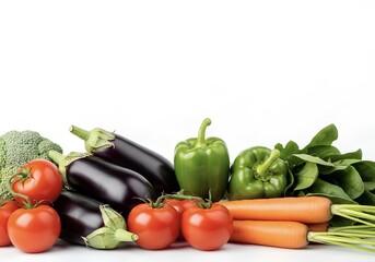 Fresh Garden Vegetable Selection on Pure White Studio Background