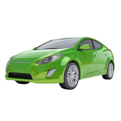 Fototapeta premium Green modern car with silver wheels on black background automobile vehicle, Isolated On White, Png Transparent, Cut Out