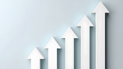 White arrows pointing up showing growth and success in business and investments